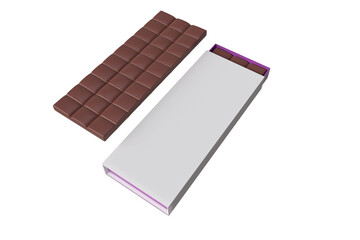 3D realistic chocolate with packet, cocoa chocolate bars 