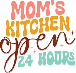 Kitchen Typographic Wavy Design for Printing on Chef's Apparel. Colorful Sublimation Vectors, Sayings, Quotes for Restaurant Banner, Sticker or Wall Printing.