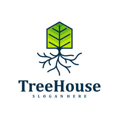 Tree House logo design Template. Creative House Tree logo vector illustration.