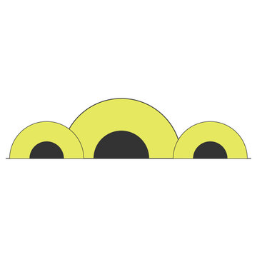 A Camping site full of campsite tents, several people camping here by using beautiful rounded yellow tents.
