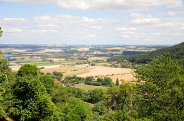 Fototapeta na wymiar The view of the Hohenlohe plain from Waldenburg, Baden-Württemberg, Germany, Europe