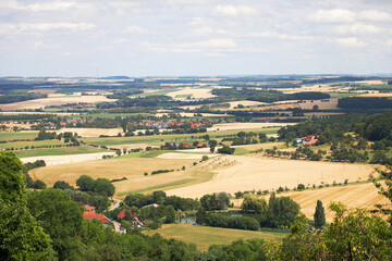 Fototapeta na wymiar The view of the Hohenlohe plain from Waldenburg, Baden-Württemberg, Germany, Europe