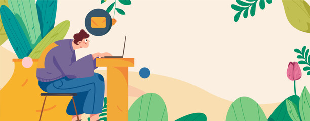 Business people working in flat vector concept operation hand drawn illustration