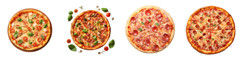Delicious pizza on a transparent background