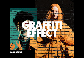Wall Graffiti Painting Poster Photo Effect Mockup With Generative Al Preview