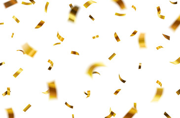 Vector realistic shiny gold falling confetti decorative pattern isolated on white background - 642085623