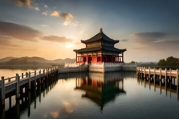 chinese temple in the morning