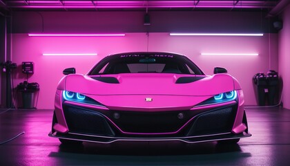 Pink luxury sports car vehicle, Modern expensive pink sports car auto, Sports racing car, Modern...