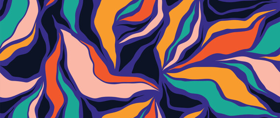 Seamless pattern with abstract leaves.	