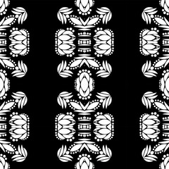 Seamless Black and white batik ethnic borneo pattern background 