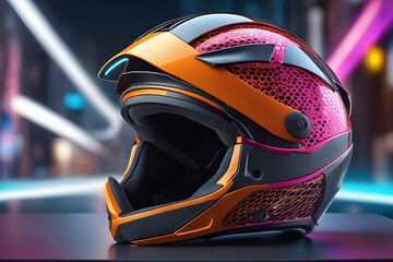 highly detailed hyper realistic rendering of a cutting edge bike helmet with cutting-edge futuristic design, bike helmet