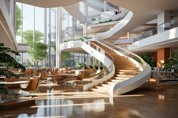 modern villa entrance hall with staircase