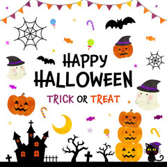 ハロウィンの水彩風素材セット