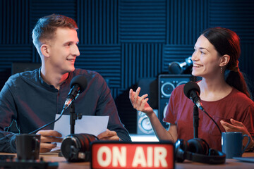 Radio host interviewing a guest