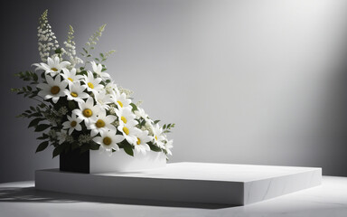 white flower marble condolence background