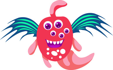 Strange monster character with cute expressing emotion