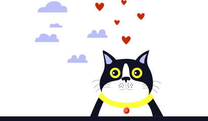 Cute cat or adorable kitten character design collection with flat illustration