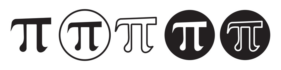 Pi symbol use in education of mathematics. Icon of 3.14 fraction value of letter pi for research in scientific discovery in math. Greek latin shape to measure ratio of constant formula.   - obrazy, fototapety, plakaty