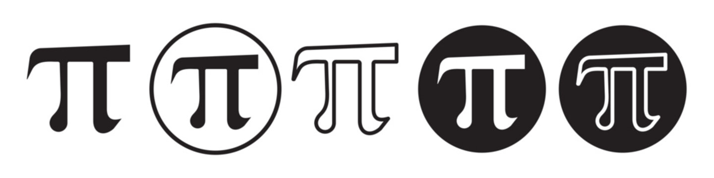 Pi symbol use in education of mathematics. Icon of 3.14 fraction value of letter pi for research in scientific discovery in math. Greek latin shape to measure ratio of constant formula.  