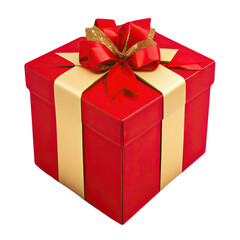 Obraz premium red gift box with ribbon isolated on transparent background, png