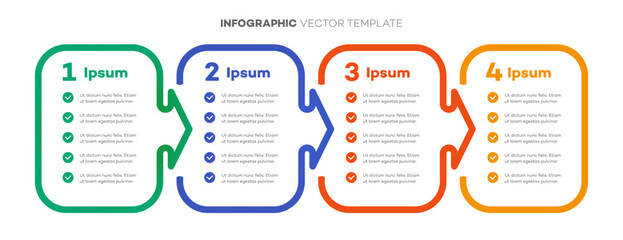 Infographic template timeline process 4 option or step line color style vector for presentation 10 eps