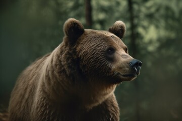 Obraz premium European brown bear in forest at summer
