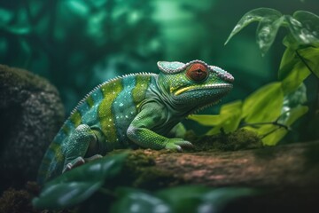 Fototapeta premium Chichuuka Lee chameleon lurking in the jungle