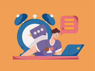 Business people working in flat vector concept operation hand drawn illustration