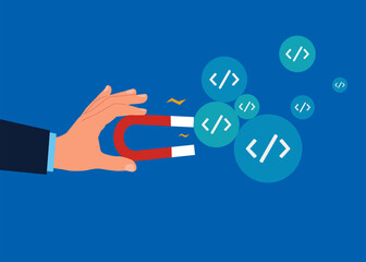 Application programming interface to connect between software. Vector illustration