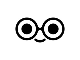 Vector glasses logo, icon. Smiling face with glasses illustration.