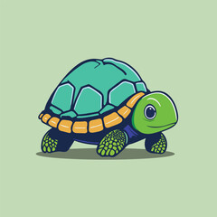 Cartoon turtle, cute animal in flat design