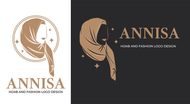 beauty hijab scraft logo design template in 2 background perfect for muslim fashion brand and boutique 