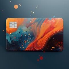 Design colored credit or debit card on a dark background. Generative AI.