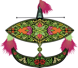 Vector illustration of Wau Bulan Malaysia. Isolated on a white background