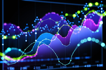 Forex financial charts and graphs. Business success concept. Market analysis and trading
