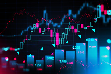 Forex financial charts and graphs. Business success concept. Market analysis and trading