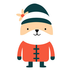 Cute Winter Woodland Animals Illustration. Colorful Kids Seasonal Inspiration. Decorative element for planner, journal, sticker.