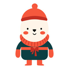 Cute Winter Woodland Animals Illustration. Colorful Kids Seasonal Inspiration. Decorative element for planner, journal, sticker.