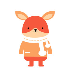 Cute Winter Woodland Animals Illustration. Colorful Kids Seasonal Inspiration. Decorative element for planner, journal, sticker.