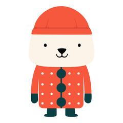 Cute Winter Woodland Animals Illustration. Colorful Kids Seasonal Inspiration. Decorative element for planner, journal, sticker.