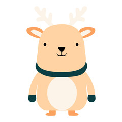 Cute Winter Woodland Animals Illustration. Colorful Kids Seasonal Inspiration. Decorative element for planner, journal, sticker.