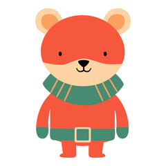 Cute Winter Woodland Animals Illustration. Colorful Kids Seasonal Inspiration. Decorative element for planner, journal, sticker.