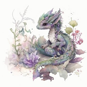 Eldritch Baby Dragon: A Watercolor Twitter Icon with a Touch of Pixiv Artistry