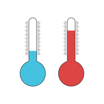 A hot and cold thermometer set for the winter season is used to check temperatures on the low side It is blue and on the high side, it is red.
