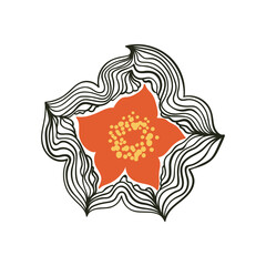 Hand drawn organic flower decoration. Vector isolated on white background.