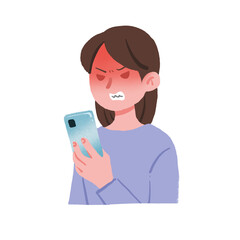 スマホを見て激怒する女性　表情