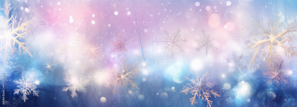 Poster new year background bokeh texture gradient shine snowflakes abstract pastel christmas light. generat