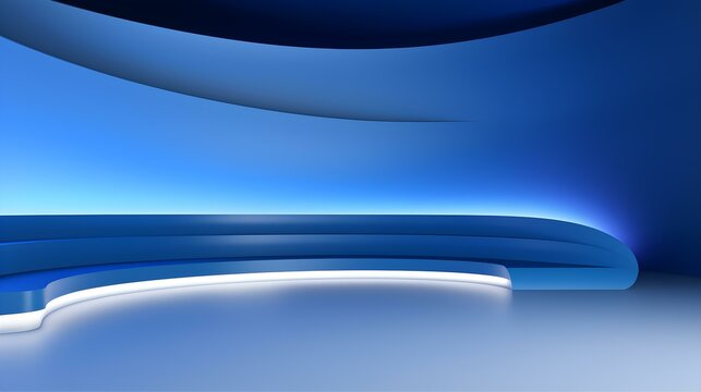 Modern Studio Background in blue Colors. Elegant Room for Product Presentation
