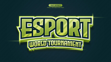 esport logotype vector text effect. with green color style and glow in text. fully editable font and text can be change