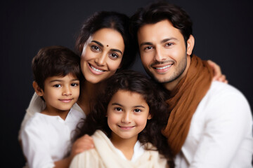 Obraz premium Closeup Portrait of happy and young Indian family